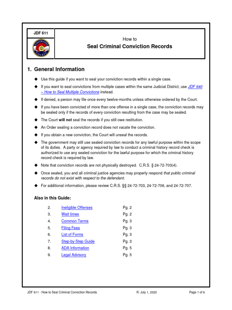 Sealing Criminal Conviction Records Guide | PDF | Felony | Criminal Record