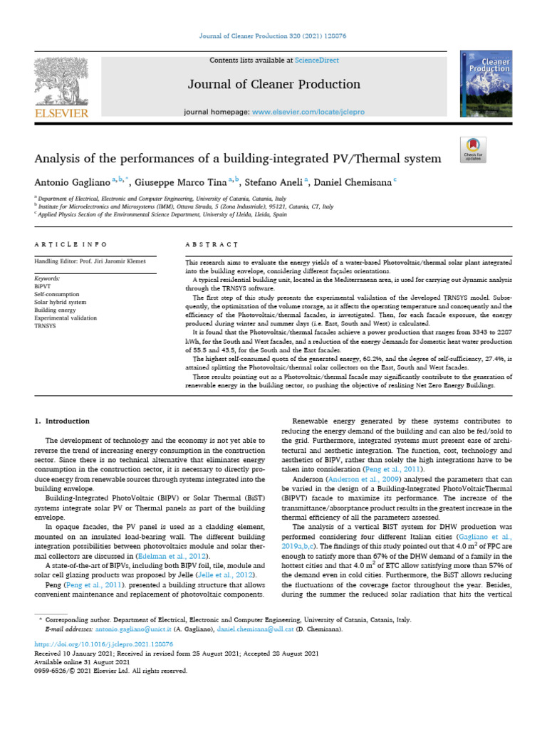 Building-Integrated PV/T System Analysis | PDF | Photovoltaics | Solar ...
