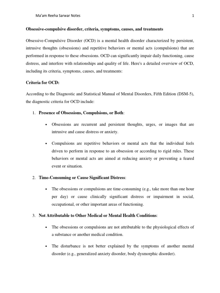 Ocd And Bdd Symptoms Causes Treatments Pdf Obsessive Compulsive