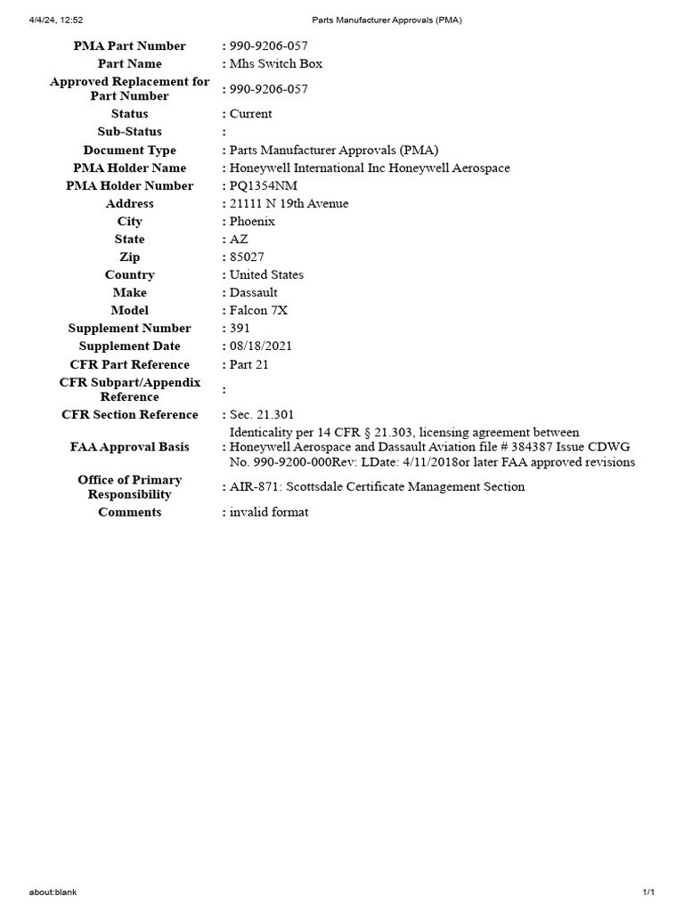 PMA Approval for Mhs Switch Box | PDF