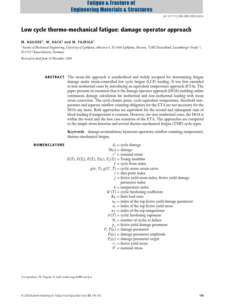 Fatigue Analysis Pdf Fatigue Material Creep Deformation