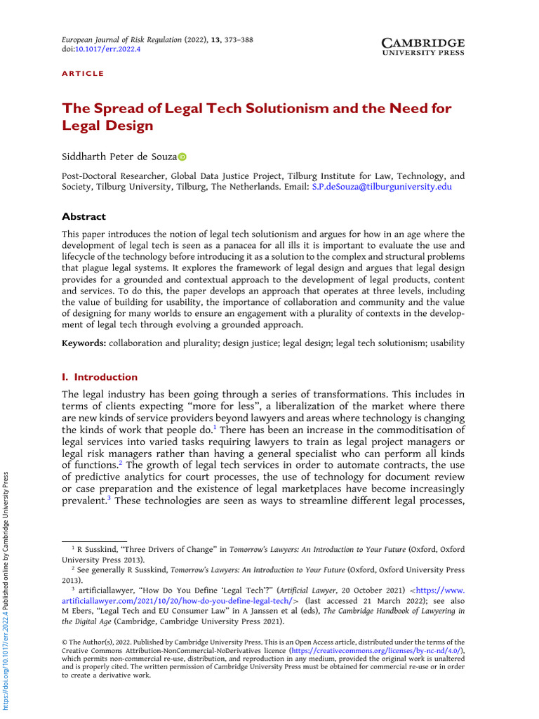 The Spread of Legal Tech Solutionism and The Need For Legal Design ...