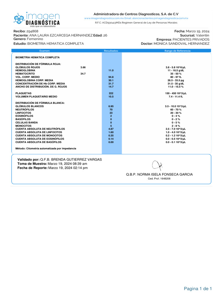 Medical Laboratory Result March 19 2024923572 | PDF | Anatomia animal ...