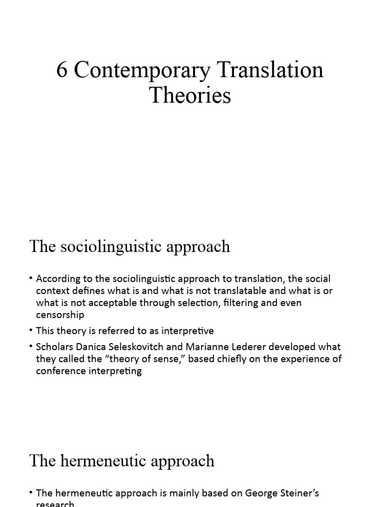 6 Key Contemporary Translation Theories | PDF | Social Science ...