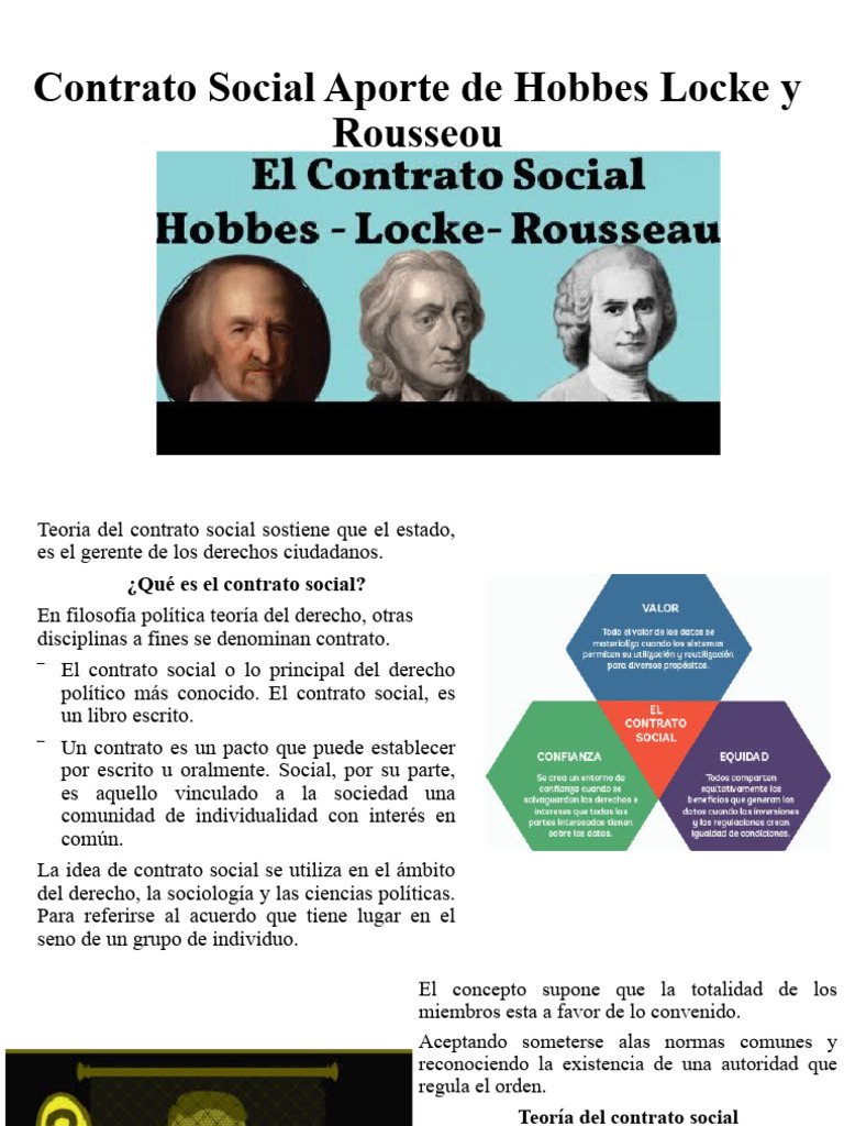 Contrato Social Aporte de Hobbes Cocke y Rousseou | PDF | Contrato social |  Estado (política), image size:768x1024