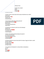 Past Paper MCQ of Reproduction - 1