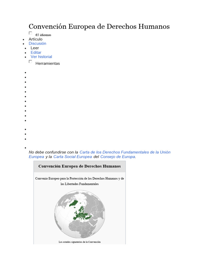 Convención Europea de Derechos Humanos PDF Convenio europeo de