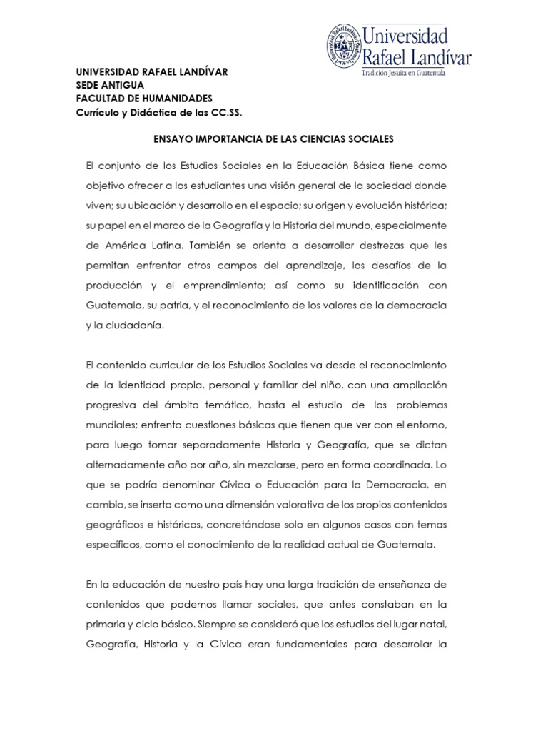 Importancia de las Ciencias Sociales en Guatemala | PDF | Geografía ...