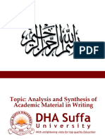 Analysis and Synthesis of Academic Material in Writing