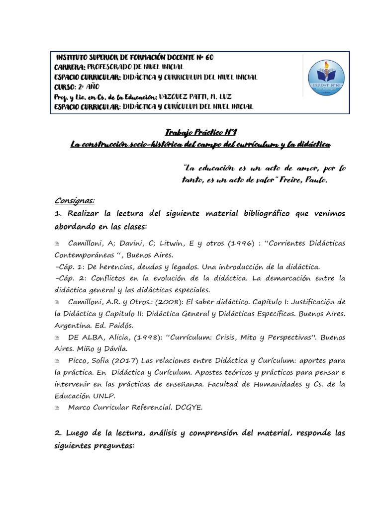 Didáctica y Currículum en Educación Inicial | PDF | Plan de estudios ...