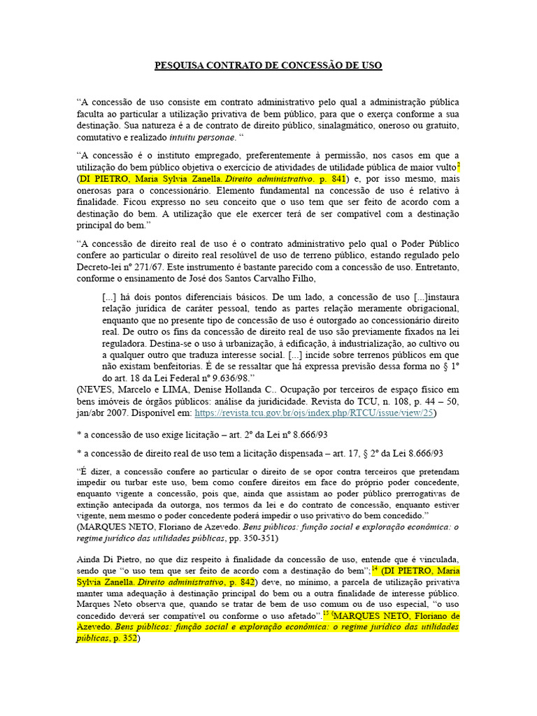 Contrato de Concessão de Uso Público | PDF | Concessão (contrato ...