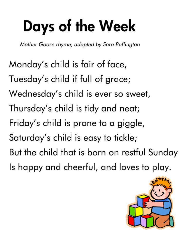 Poem About Days of the Week | PDF