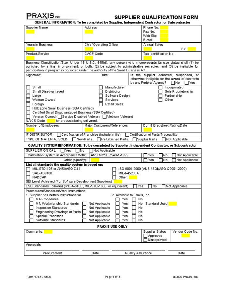 Form 401-6C SQF | PDF | Business