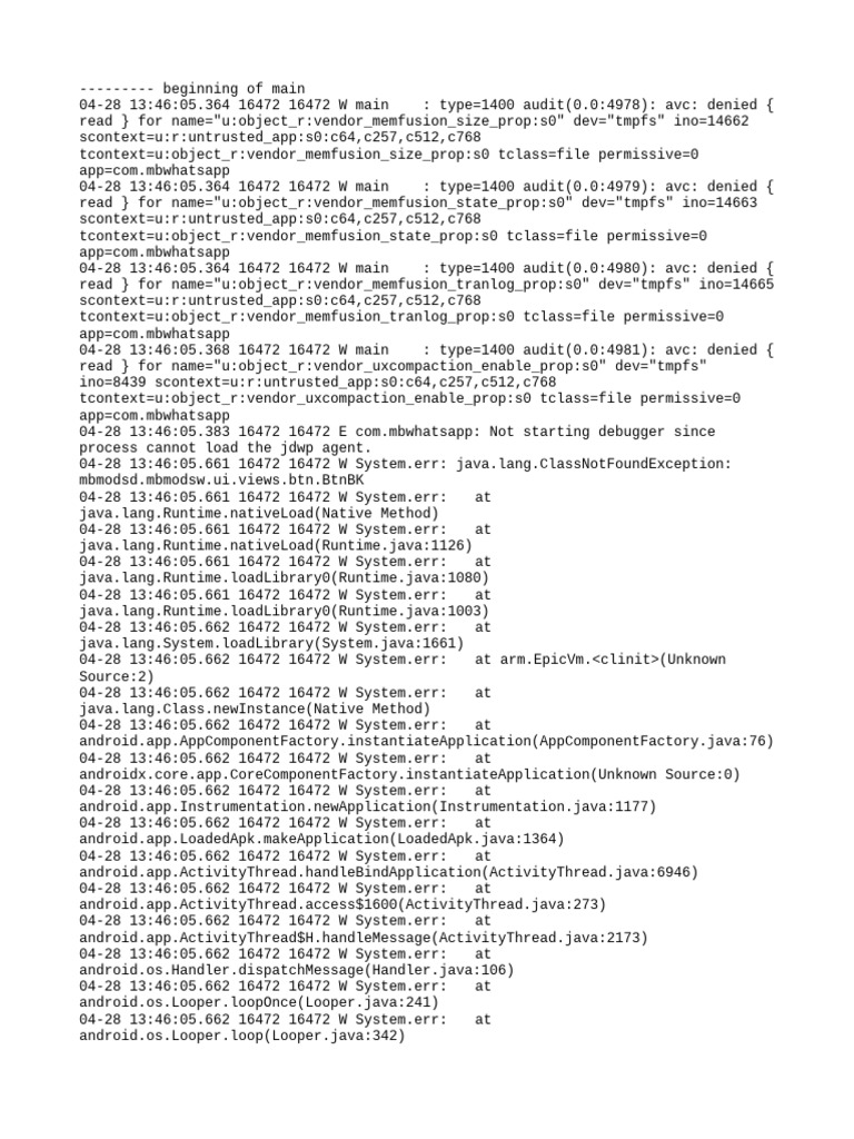 WhatsApp App Errors and Warnings Log | PDF | Java (Programming Language ...