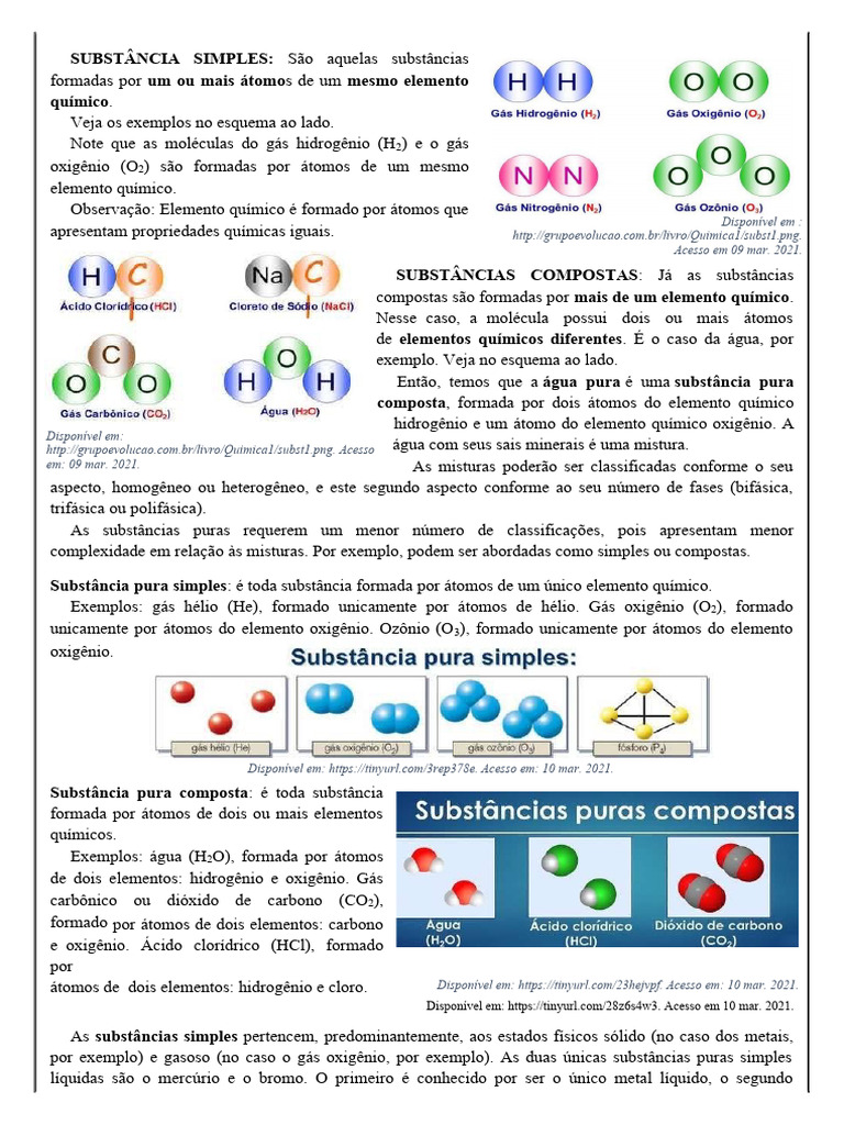 Exemplos de Substâncias Simples | PDF | Substancias químicas | Mistura