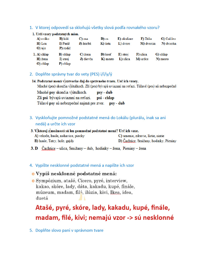 Pisomka Ohybne Slovne Druhy | PDF