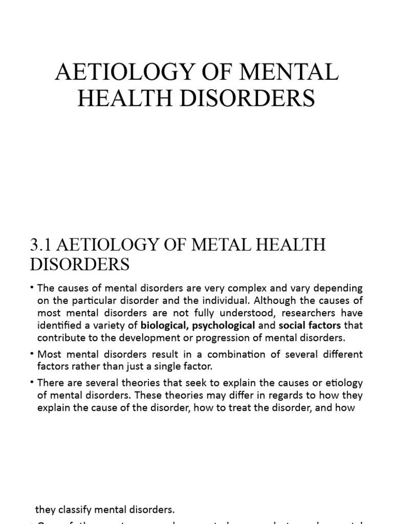Causes of Mental Health Disorders | PDF | Mental Disorder | Major ...