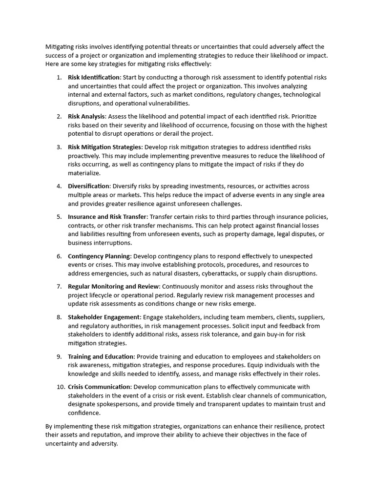 Effective Risk Mitigation Strategies | PDF | Risk Management | Risk