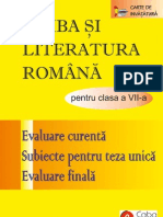 Limba şi Literatura Română pentru clasa a 7-a
