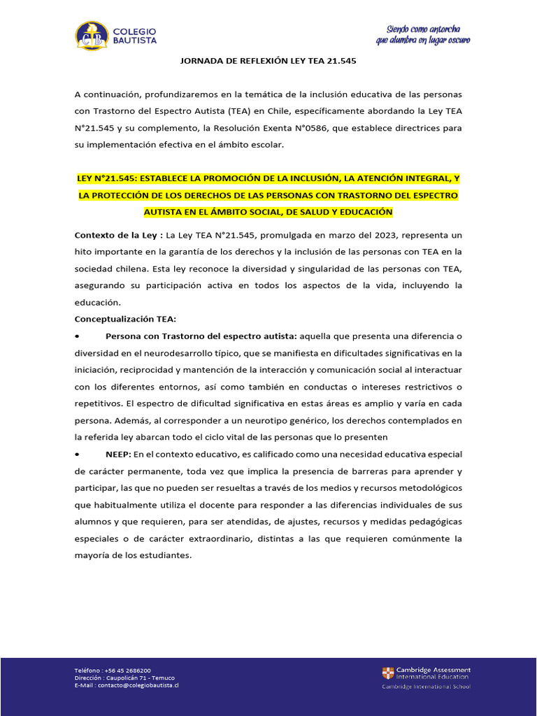 Contenido Jornada Ley TEA | PDF | Educación de la primera infancia ...