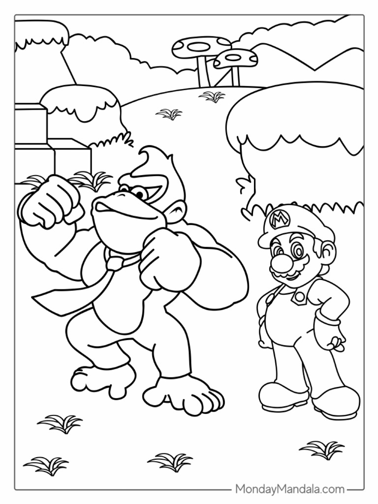 donkey-kong-and-mario-coloring-picture-pdf