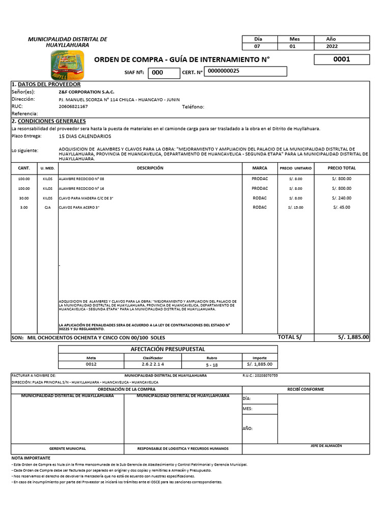 Orden de Compra 2022 0K | PDF | Presupuesto | Logística