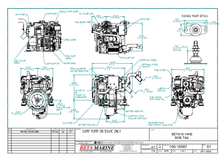 BETA10-14HE Bob Tail Technical Drawing | PDF | Mechanical Engineering ...