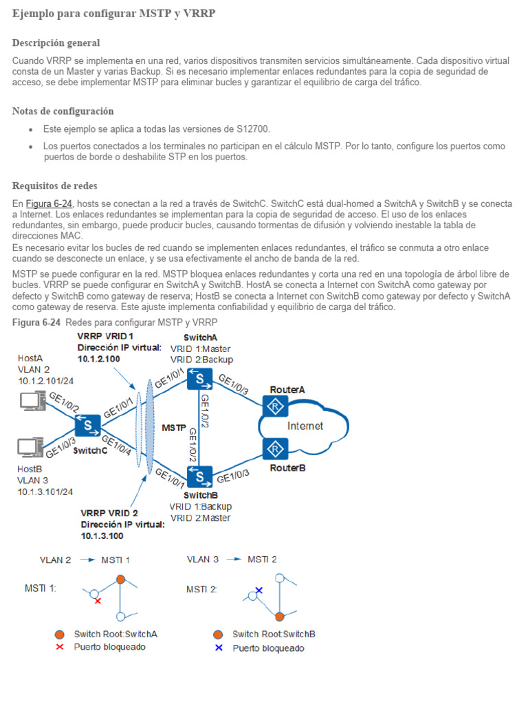 Configuración de MSTP y VRRP en Switches | PDF | Red de computadoras ...