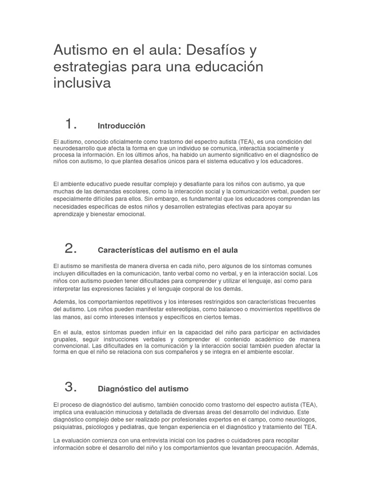 Autismo en El Aula | PDF | Espectro autista | Ciencias del comportamiento