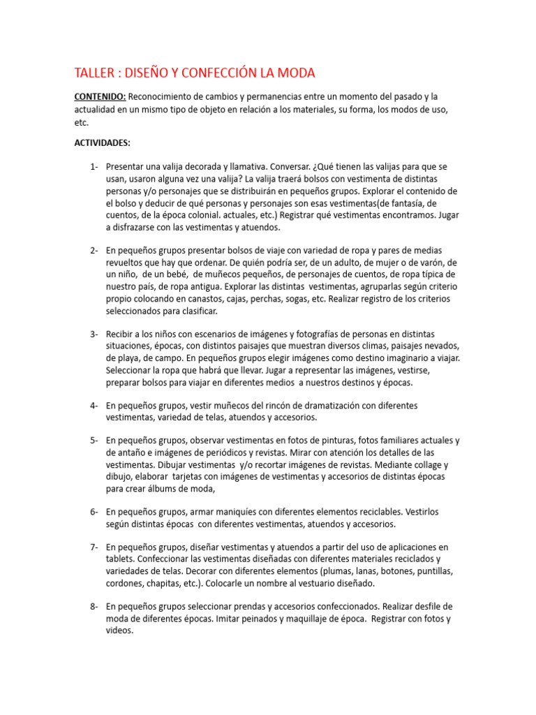 Taller de Diseño y Confección de Moda | PDF | Ropa | Moda
