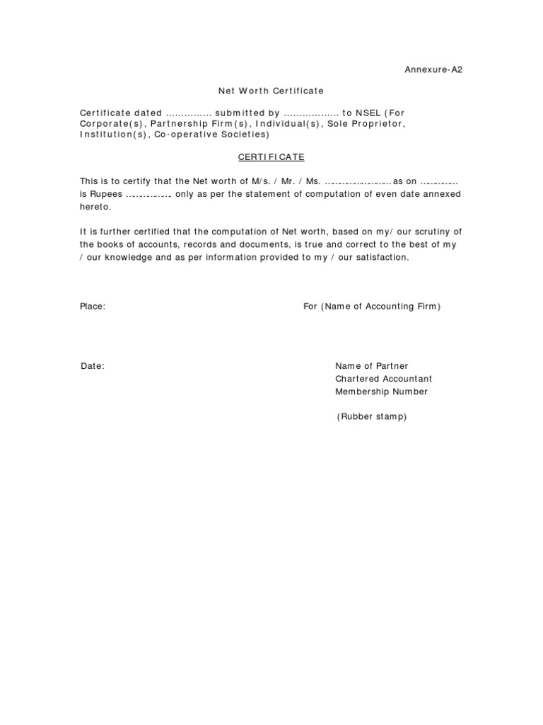 Networth Certificate Equity Finance Investing