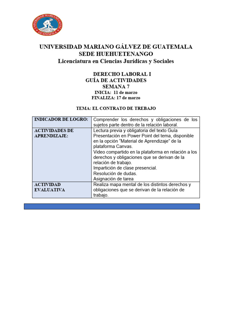 Guía de Actividades Derecho Laboral I | PDF | Crecimiento personal y ...
