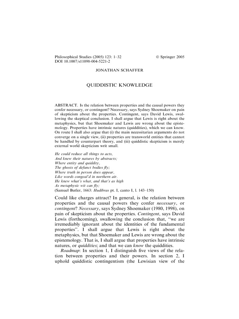 Quiddity | PDF | Modal Logic | Epistemology