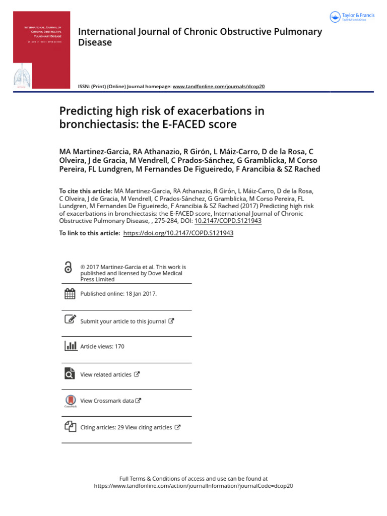 Predicting High Risk of Exacerbations in Bronchiectasis The E-FACED ...