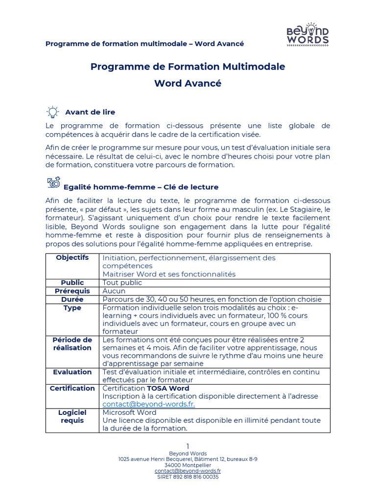 Formation Word Avancé Multimodale | PDF | Microsoft Word | Logiciel