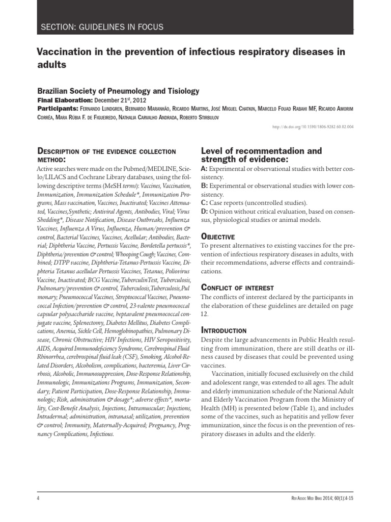 Adult Vaccination for Respiratory Diseases | PDF | Vaccines | Influenza