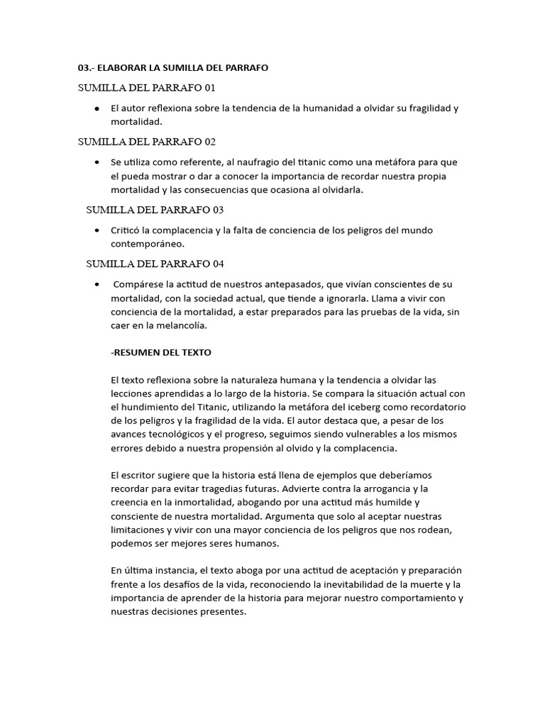 SUMILLA DEL TEXTO | PDF
