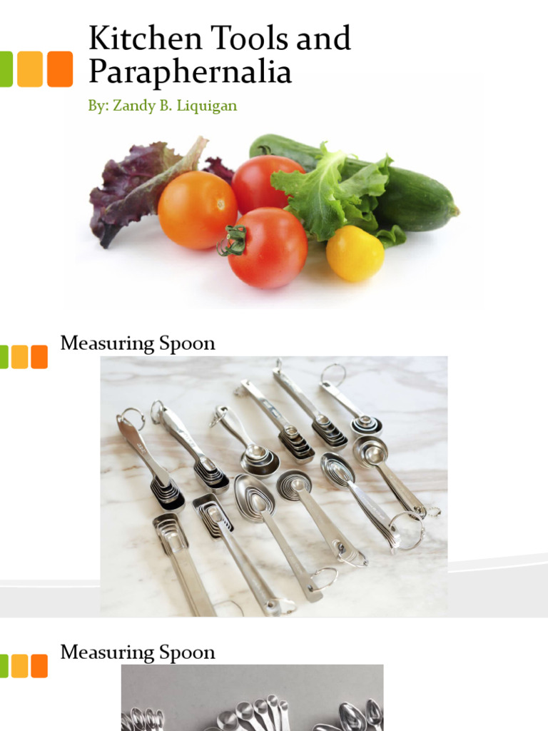 Kitchen Tools, Paraphernalia, And Equipment PPT PDF