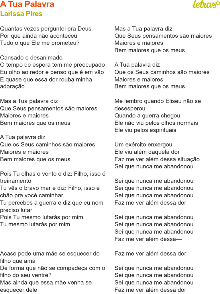 A Tua Palavra: Esperança e Promessas | PDF