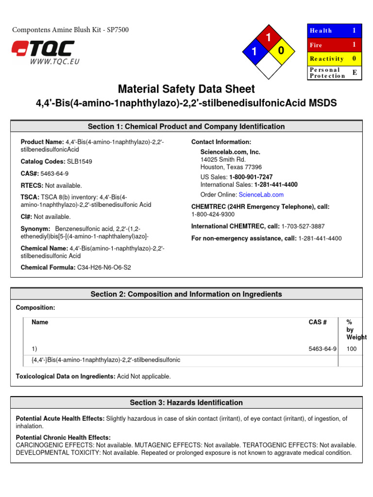 Msds Amin Blush Kit sp7500 44 | PDF | Toxicity | Personal Protective ...