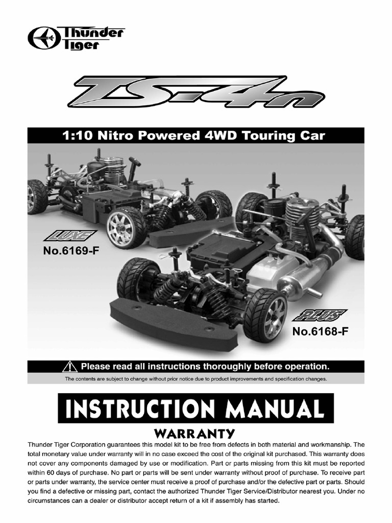 Voiture Thermique Thunder Tiger Ts4n 1/10, Occasion