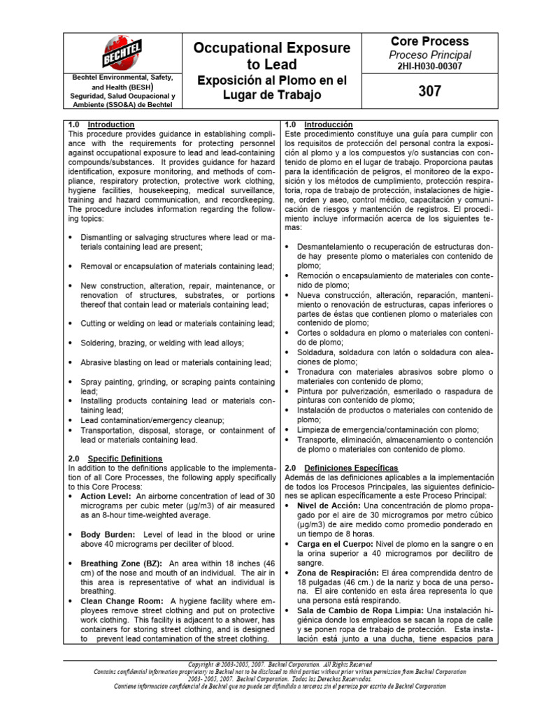 CP-307 Occupational Exposure To Lead | PDF | Seguridad y salud ocupacional