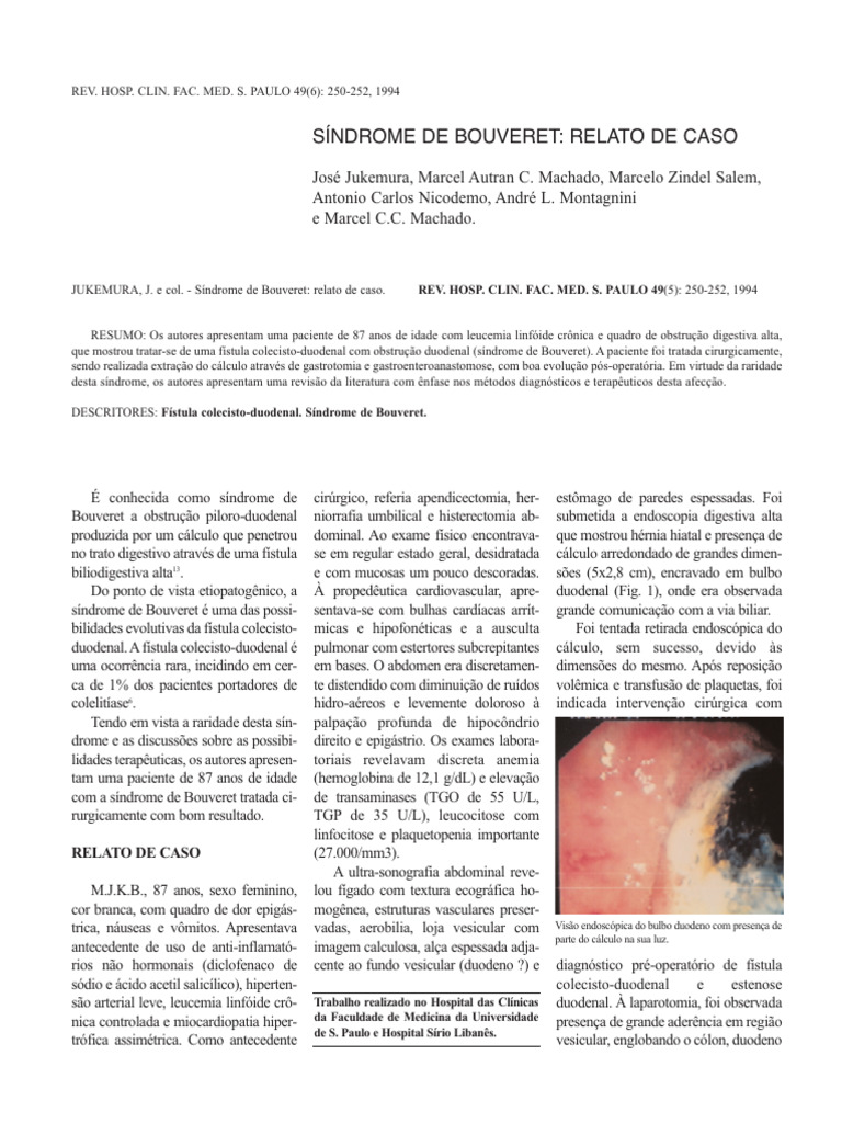 018 Sindrome de Bouveret Relato de Caso | PDF | Bile | Gastroenterologia