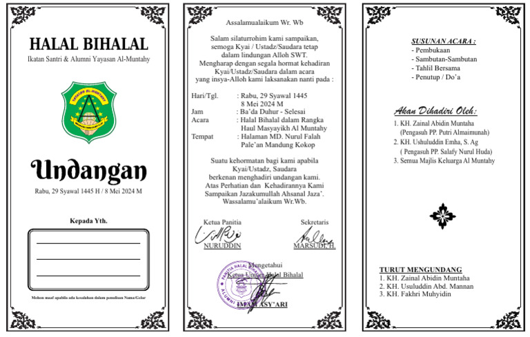 Undangan Halal Bihalal Al-Muntahy 2024 | PDF
