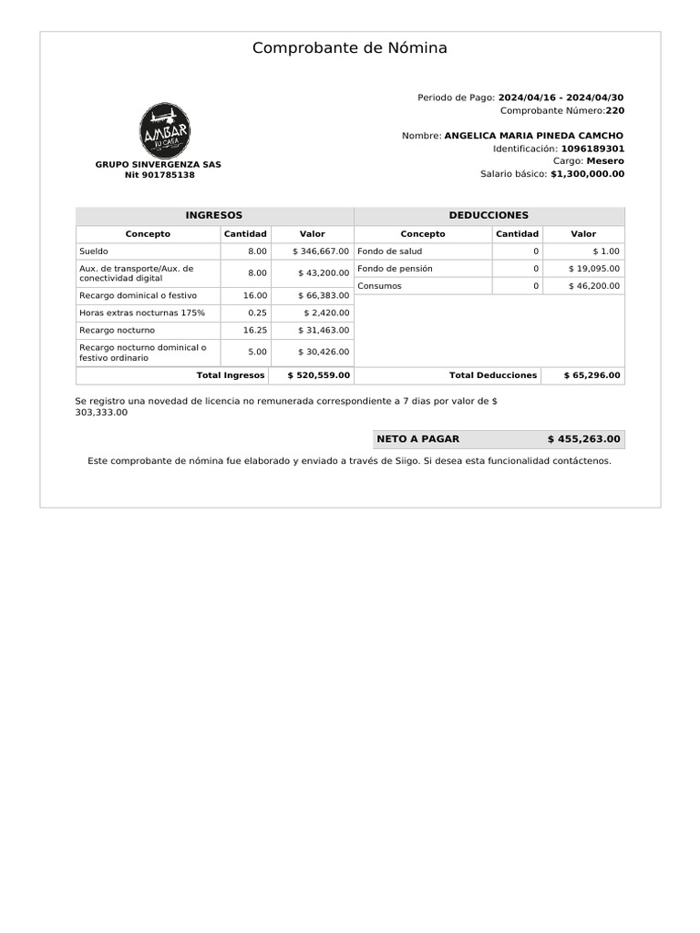 Recibos de Pago - 30 de Abril 2024 La Estrella | PDF | Salario | Business