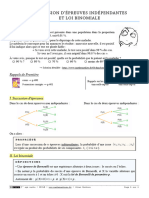 Succession d’épreuves indépendantes et loi Binomiale (cours)