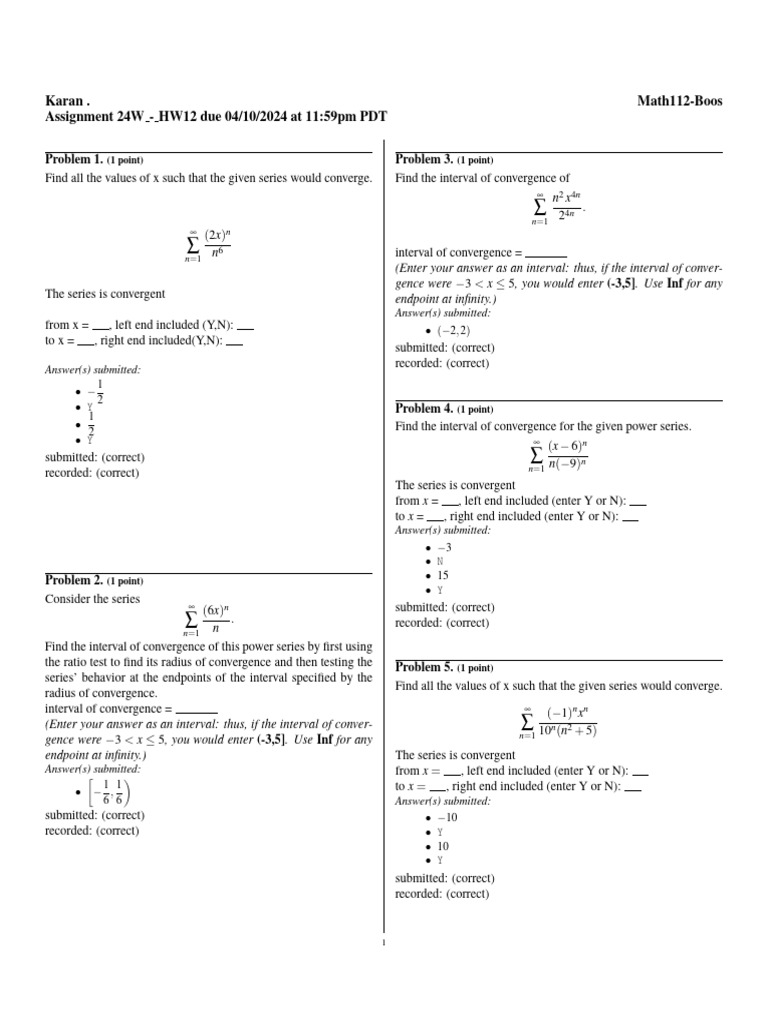 Power Series Convergence Problems | PDF | Teaching Methods & Materials