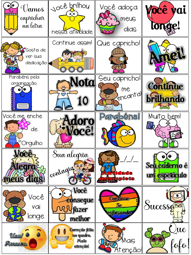 Adesivos de Incentivo Escolar para Imprimir | PDF