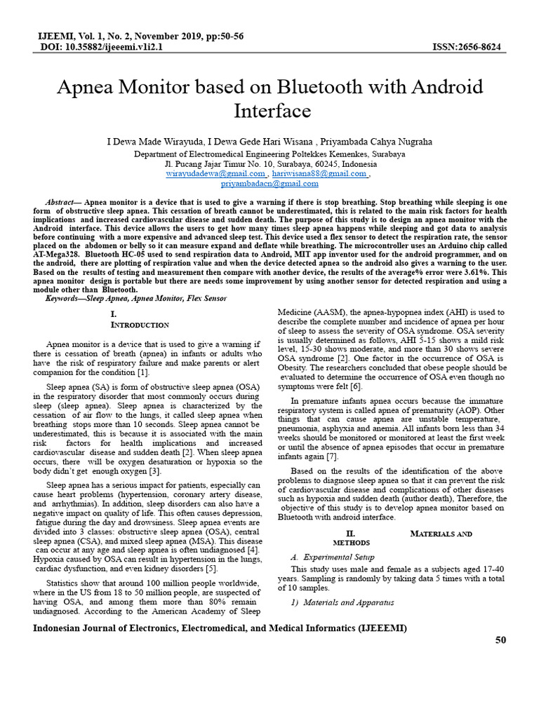 Apnea Monitor Based On Bluetooth With Android Download Free PDF 