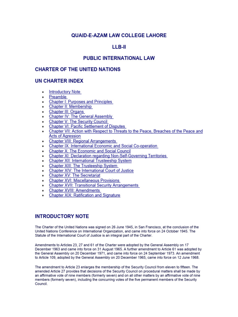 UN Charter Overview and Key Articles | PDF | United Nations General ...